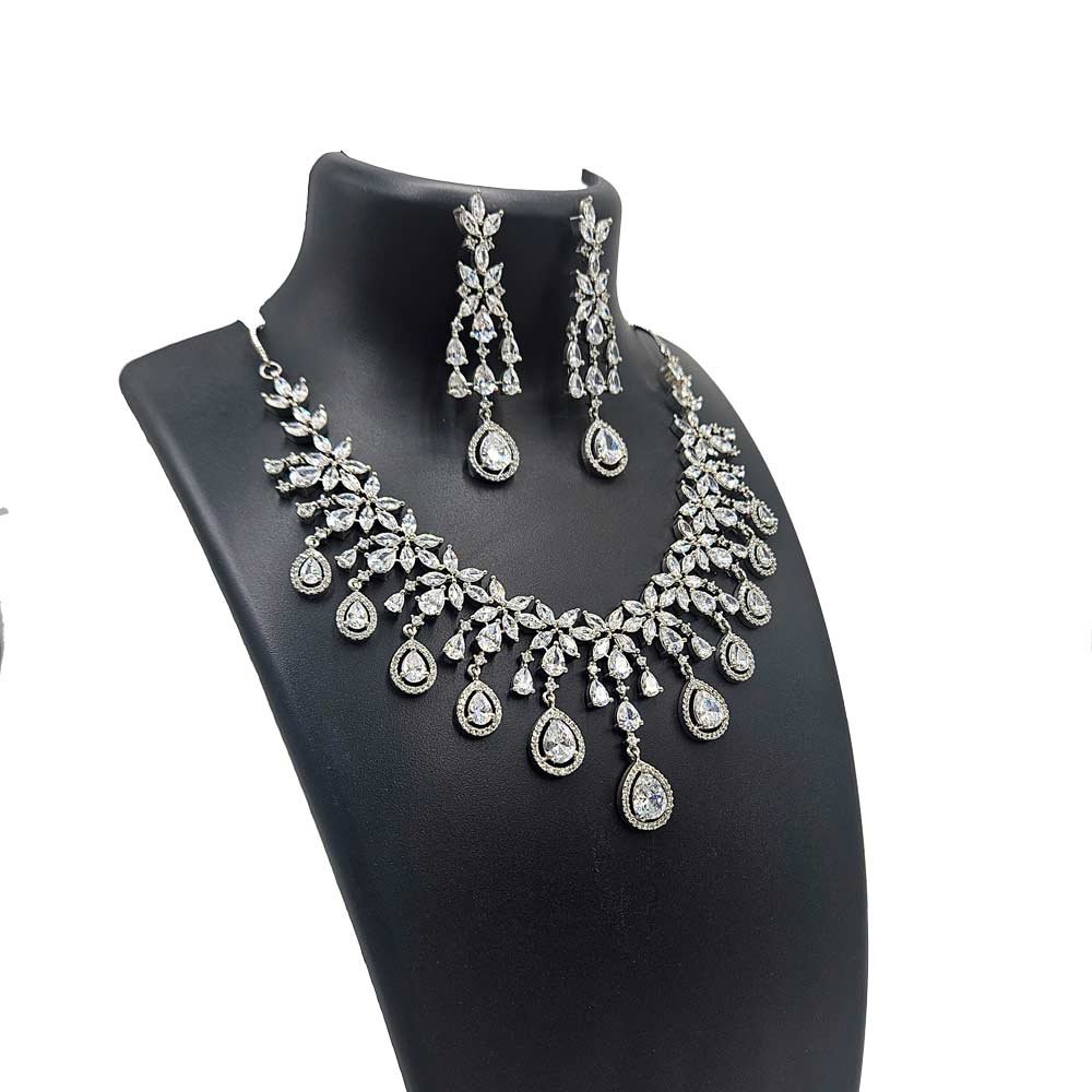 Crystal Teardrop Statement Necklace Set