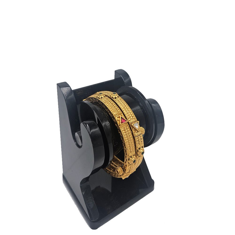 Traditional Gold Stone Kada – Antique Textured Design