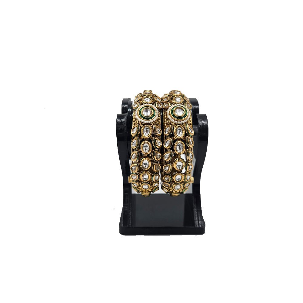 Gold Kundan Polki Bangles – Heritage Mirror Cut Design