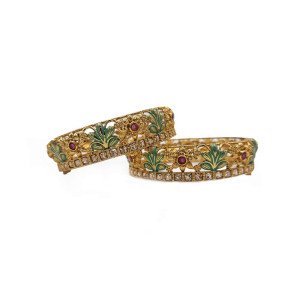 Gold Green Meenakari Bangles
