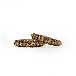 Gold Kundan Meenakari Bangles – Ruby Floral Design